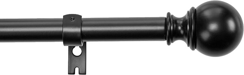 Photo 1 of AmazonBasics 1" Curtain Rod with Round Finials - 72" to 144", Black