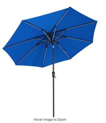 Photo 1 of 9 ft. Aluminum Market Solar Tilt Patio Umbrella in Pacific Blue Sunbrella
