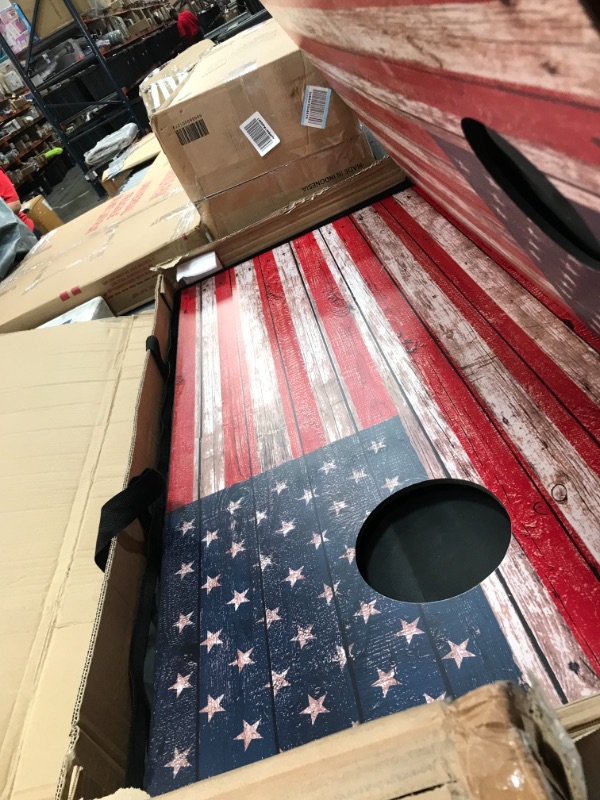 Photo 3 of GoSports American Flag Regulation Size Cornhole Set Includes 8 Bags, Carry Case & Rules