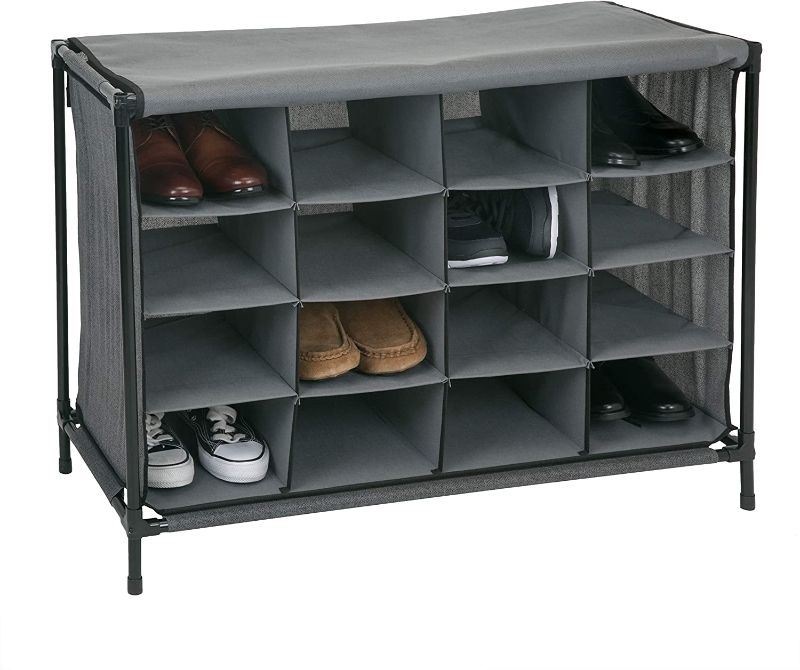 Photo 1 of Simplify 16 Compartment Shoe Cubby Gray