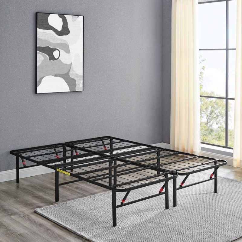 Photo 1 of Amazon Basics Foldable, 14" Black Metal Platform Bed Frame with Tool-Free Assembly, No Box Spring Needed - California King
