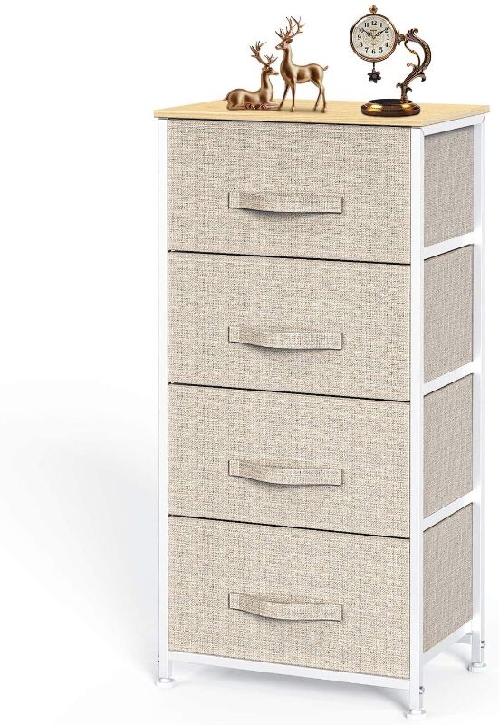 Photo 1 of 4 Drawer Fabric Dresser Storage Tower, Dresser Chest with Wood Top, Organizer Unit for Closets Bedroom Nursery Room Hallway by Pipishell
