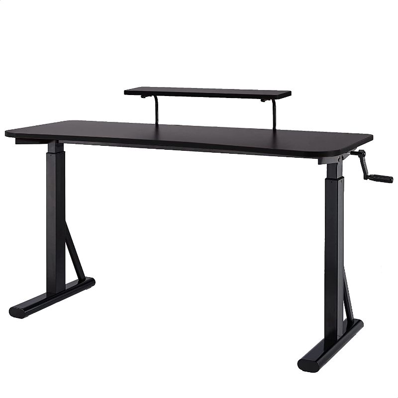 Photo 1 of Amazon Basics Height-Adjustable Gaming Desk with Raised Monitor Shelf - Black
