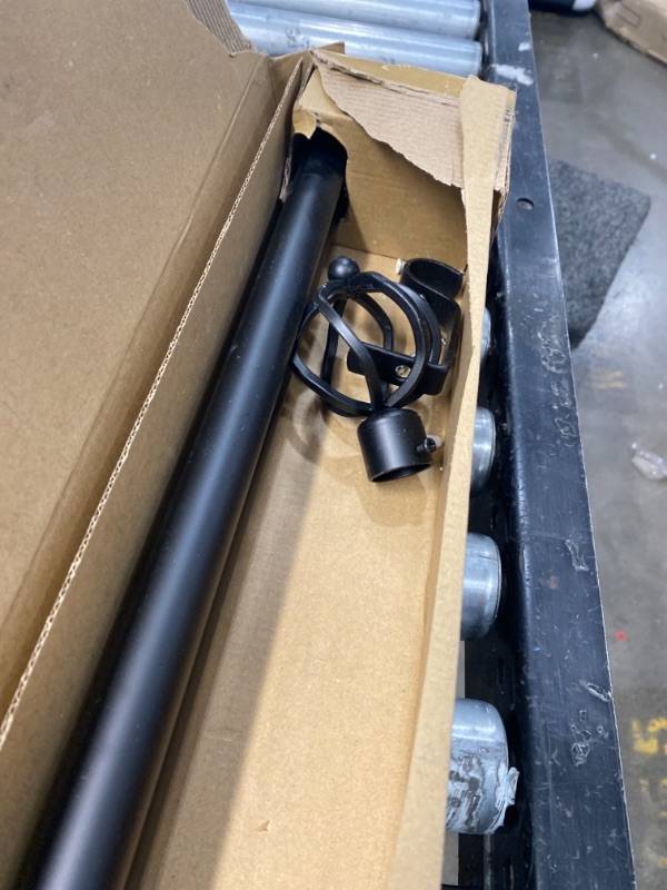 Photo 2 of 1" Inch Curtain Rods Single Window Rod 42 to 120 Inches, Twisted Cage Finials, Black Drapery Rod Cafe Window Rods 
