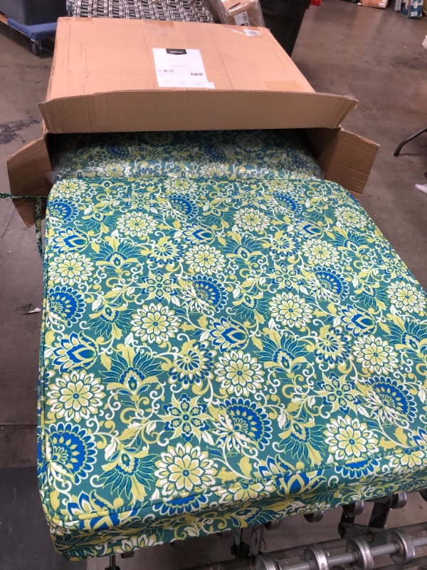 Photo 1 of Amazon Basics Deep Seat Patio Seat and Back Cushion Set - Green/Blue Flower