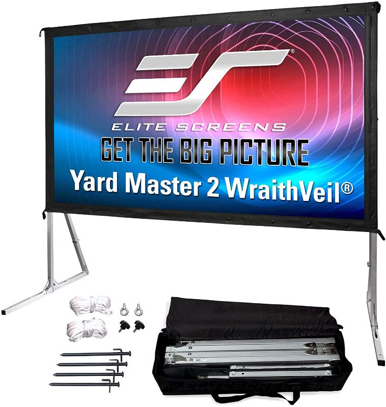 Photo 1 of Elite Screens 135" Portable Outdoor/Indoor Movie Theater Front and Rear Projector Screen (Silver)