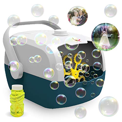 Photo 1 of Cuddlens Bubble Machine, Automatic Bubble Blower Machine, Portable Bubble Maker for Outdoor and Indoor Use, Powered by Plug-in or Batteries with Two Speed Modes (White)
