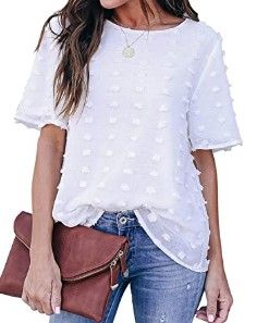 Photo 1 of Blooming Jelly Womens Chiffon Blouse Summer Casual Round Neck Short Sleeve Pom Pom Shirts Top
SIZE SMALL