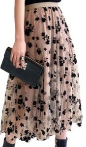 Photo 1 of Women Tutu Tulle Skirt Elastic High Waist Layered Skirt Floral Print Mesh A-Line Midi Skirt
SMALL
