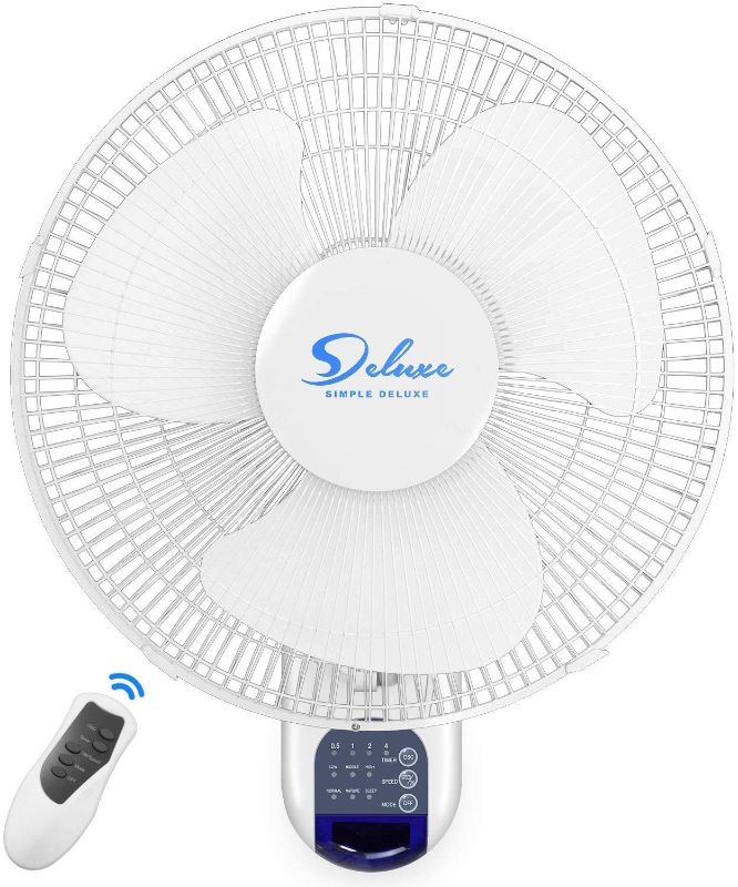 Photo 2 of Simple Deluxe HIFANXWALLDIGIT 16-Inch Digital Wall Mount Oscillating Exhaust Fan with Remote and Built-in Timer, ETL Certified, 1 Pack (Renewed)
