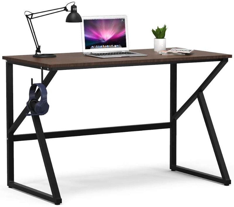 Photo 1 of Computer Desk 47 inch for Home Offic Desk, Black Metal Study Office Desk

