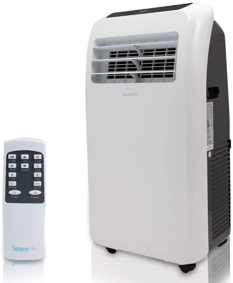 Photo 1 of Portable Electric Air Conditioner Unit - 1150W 12000 BTU Power Plug In AC Indoor Room Conditioning System w/ Cooler, Dehumidifier, Fan, Exhaust Hose, Window Seal, Wheels, Remote - SereneLife
