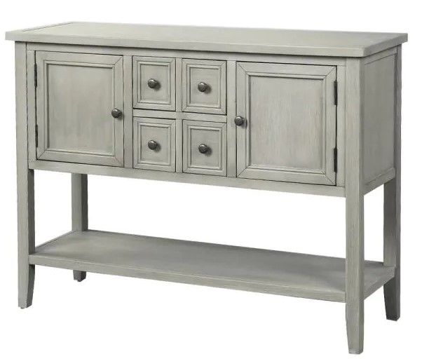 Photo 1 of 46 in. L Gray Rectangle Wood Console Table with Bottom Shelf
