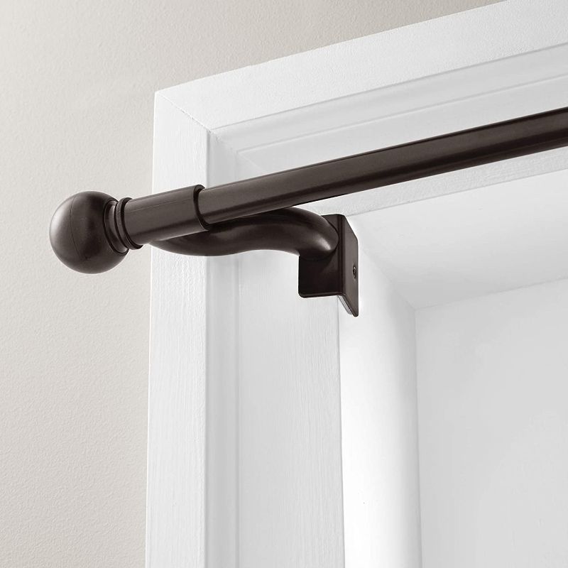 Photo 1 of MAYTEX Twist and Shout Smart Rods No Drill Tension Window Curtain Drapery Rod, Oil Rubbed Bronze, 48-84 Inch