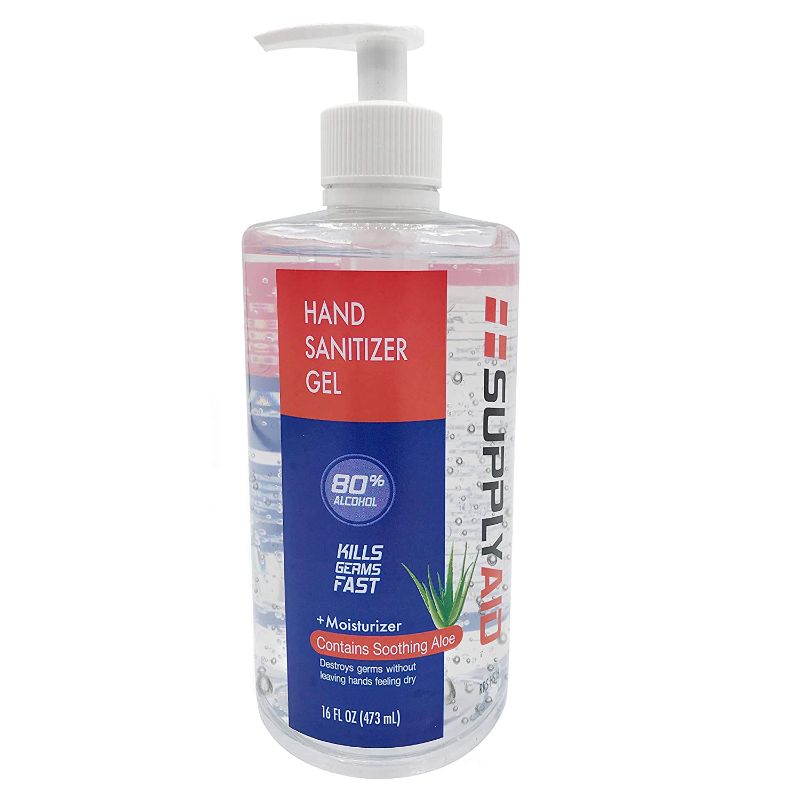 Photo 1 of SupplyAID 80% Alcohol Hand Sanitizer Gel w/Soothing Aloe FDA # 74035-1051-5, 16 Fl Oz, total 4 ct