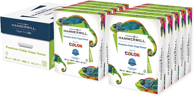 Photo 1 of Hammermill Cardstock, Premium Color Copy, 60 lb, 8.5 x 11-10 Pack (2,500 Sheets) - 100 Bright, Made in the USA Card Stock
