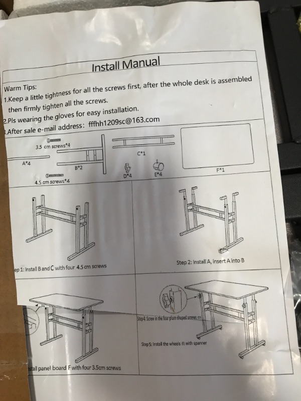 Photo 2 of Akway Computer Desk Standing Desk with Wheels 39.4 x 23.6 inches Height Adjustable Desk Over Treadmill Desk, Black
