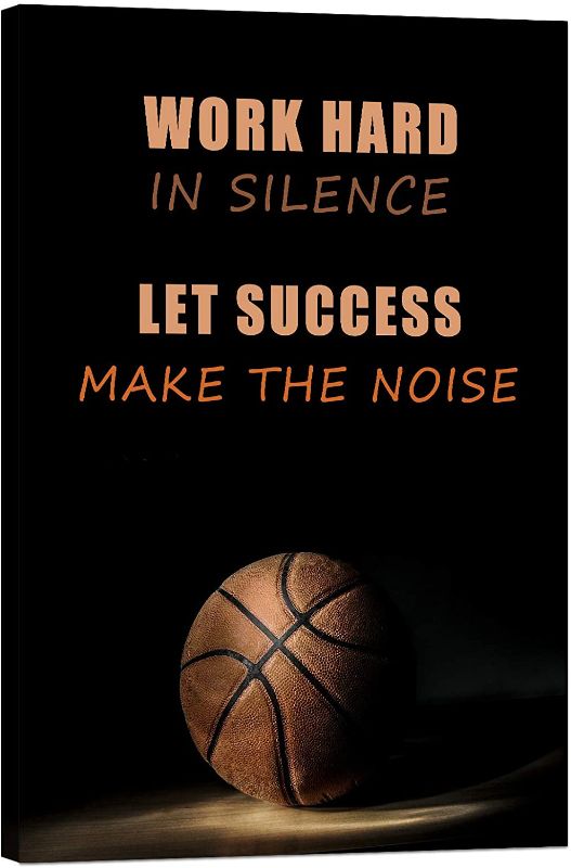 Photo 1 of Inspirational Basketball Quotes Canvas Wall Art Work Hard Motivational Canvas Wall Art Painting Decorations Poster for Office Living Room Bedroom Artwork Ready to Hang (Work Hard, 12x18 inch)
