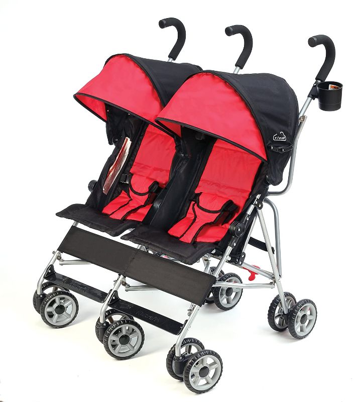 Photo 1 of Kolcraft Cloud Lightweight and Compact Double Umbrella Stroller, Red/Black
dirty.