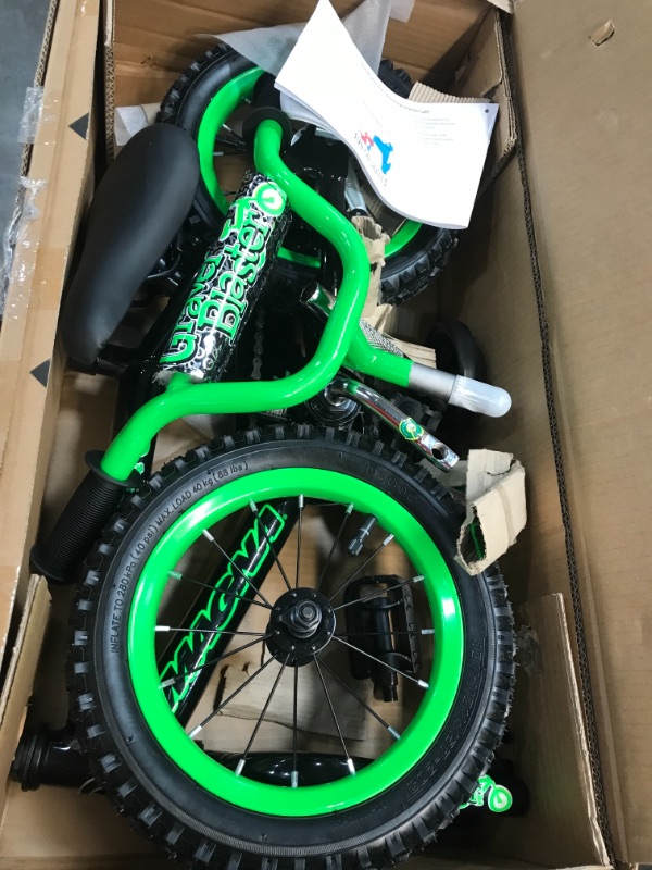 Photo 1 of Dynacraft Children's Deluxe Magna Gravel Blaster Beginner Street Bike with Removable Training Wheels, 12-Inch-green 
