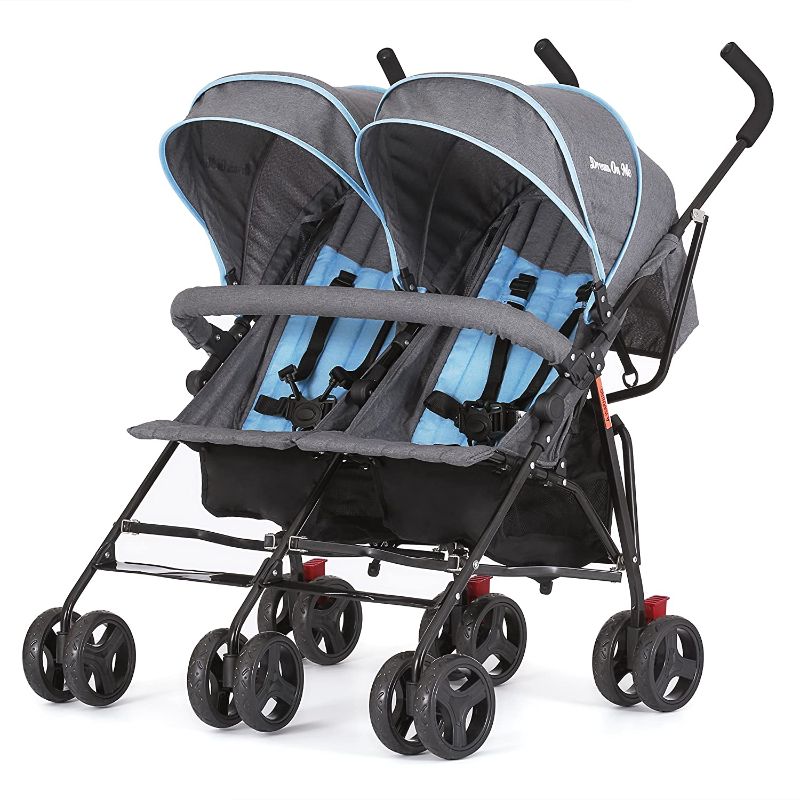 Photo 1 of Dream On Me Volgo Twin Umbrella Stroller, Blue/Dark Grey, 10 pounds
