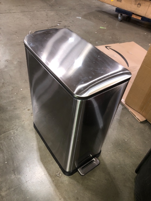 Photo 1 of  Kitchen Trash Can, Slim Stainless Steel, Step Pedal