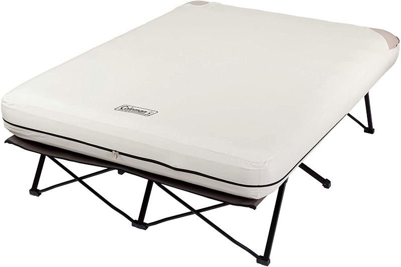 Photo 1 of Coleman Camping Cot, Air Mattress, and Pump Combo | Folding Camp Cot and Air Bed with Side Tables and Battery Operated Pump
