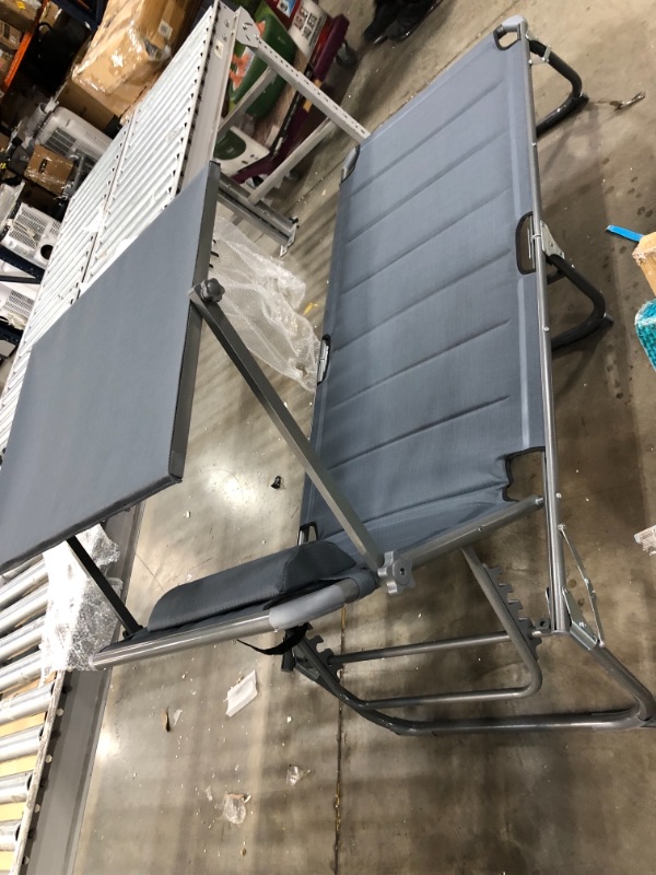 Photo 1 of BLUMFELDT Amalfi, Outdoor Portable Folding Lounge Chair, 5 Reclining Positions, Sunshade, Adjustable Pillow, Resistant Polyester Cover, Noble Grey
