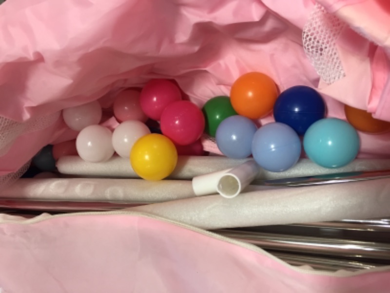 Photo 2 of FOLDABLE BABY PLAY PEN WITH RAINBOW BALLS, PINK
UNSURE OF SIZE
NOT BOXED!