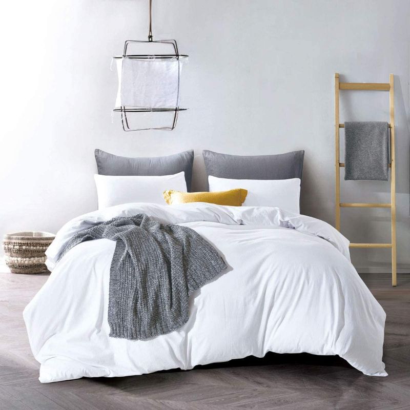 Photo 1 of ATsense Duvet Cover Queen, 100% Washed Cotton, Bedding Duvet Cover Set, 3-Piece, Ultra Soft and Easy Care, Simple Style Farmhouse Bedding Set (White 7006-4)
SIMILAR TO PHOTO: JUST DUVET INCLUDED