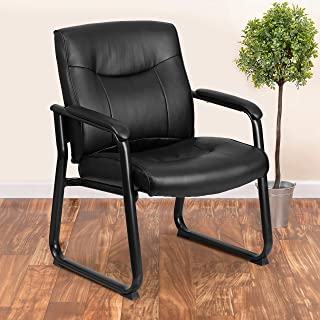 Photo 1 of Flash Furniture GO-2136-GG Hercules Series Big & Tall 500 lb. Rated Black LeatherSoft Executive Side Reception Chair with Sled Base
