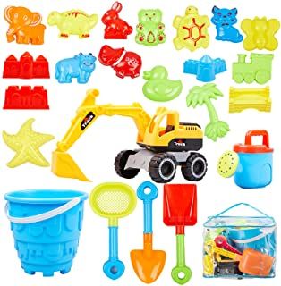 Photo 1 of Ayukawa 23 Pcs Beach Sand Toys ,Castle,Excavator,Watering can, Mold, Shovel,Outdoor Tool Kit for Kids, Toddlers - 2 pack
