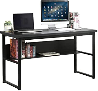 Photo 1 of Soges 54.7 inches Computer Desk Office Table Study Writing Desk with Bookshelf Storage Desk Home Office Desk Black LD-JB-01BW
