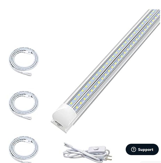 Photo 1 of (1 Pack) T8 8FT LED Shop Light Fixture 6FT LED Light Connecting Wire 5FT US Plug Cord
