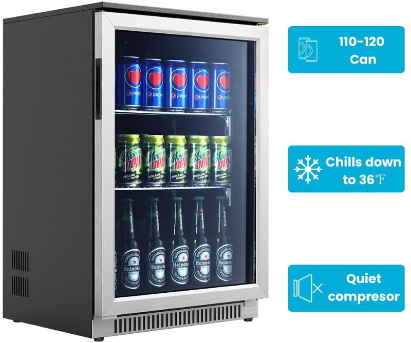 Photo 1 of  Beverage Refrigerator and Cooler, Auto Defrost Small Fridge with Glass Door for Beer Soda Wine