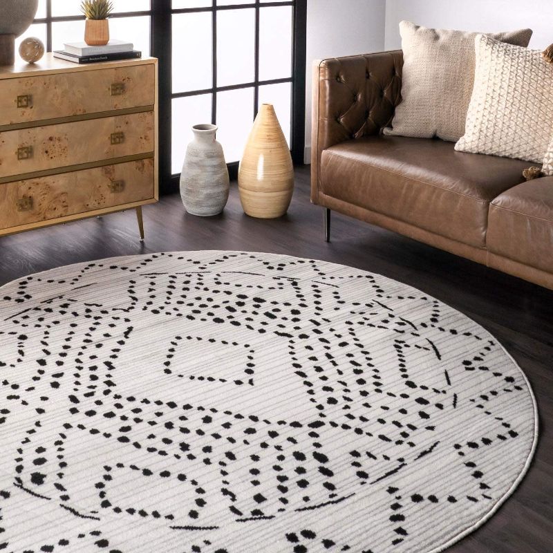Photo 1 of nuLOOM Mila Dotted Diamond Trellis Area Rug, 6' Round, Grey
