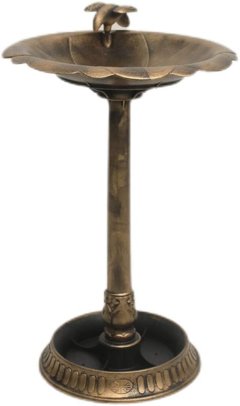 Photo 1 of 1. GO 30 Inch Height Polyresin Lightweight Antique Outdoor Garden Bird Bath, Bronze
