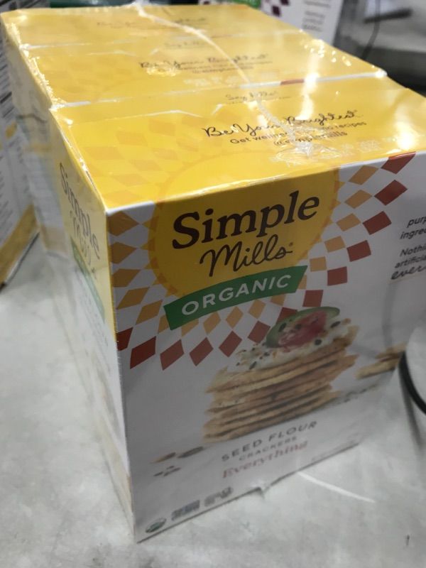 Photo 1 of Simple Mills Organic Seed Crackers, Everything, Gluten Free, Flax Seed, Sunflower Seeds, Corn Free, Low-Calorie Snacks, Plant Based, Nutrient Dense, 4.25oz, 3 Count
EXPIRED AUG 30TH 2021