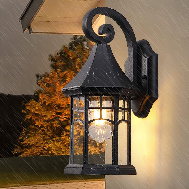 Photo 1 of Outdoor Light Fixtures Wall Mount,Exterior Wall Sconce Lantern,Die-cast Aluminum Wall Lamp,Waterproof Wall Lantern,House-Shaped Wall Lamp with Bubble Glass,for Garden,Garage,Doorway,Barn.
