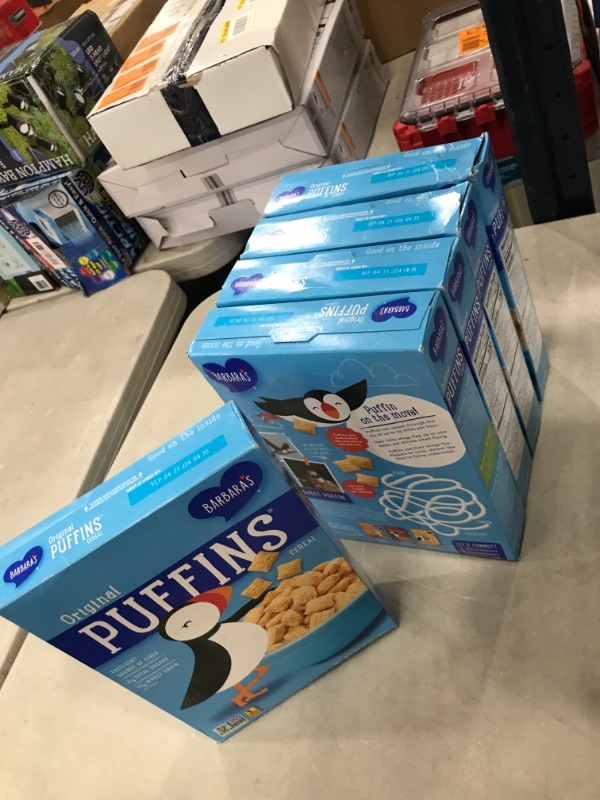 Photo 1 of Barbara's Puffins Original Cereal, Non-GMO, Vegan, 10 Oz Box (Pack of 5)
expired September 4th 2021 