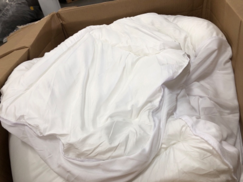 Photo 2 of ELEMUSE Lightweight White Down Comforter Queen - Cooling All Season Duvet Insert with Corner Tabs - 100% Egyptian Cotton Down Proof Cover - Medium Warmth & Washable
