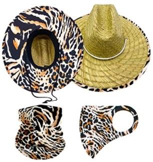 Photo 1 of Straw Hat with 2 Neck Gaiters | Wide Brim Fedora Hats for Women
