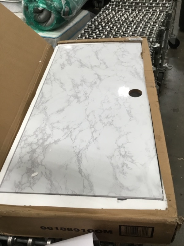 Photo 2 of Athena Computer Desk with Storage Marble White - Novogratz