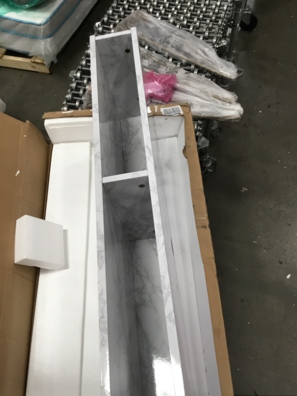 Photo 1 of Athena Computer Desk with Storage Marble White - Novogratz
