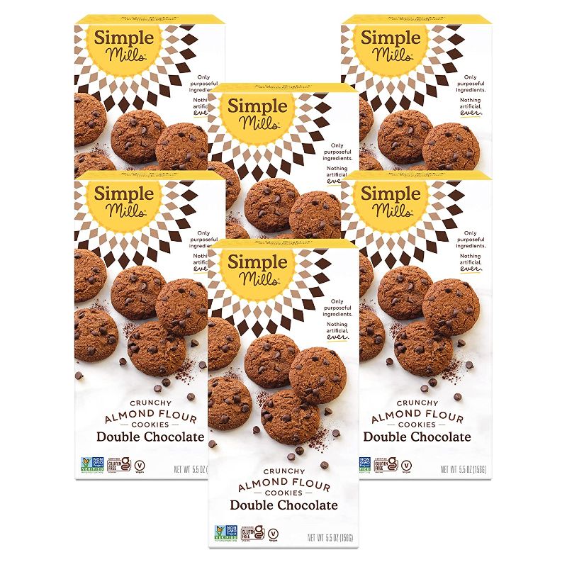 Photo 1 of 6 pack Simple Mills Almond Flour Double Chocolate Chip Cookies, Gluten Free and Delicious Crunchy Cookies, Organic Coconut Oil, Good for Snacks, Made with whole...
best by 8 16 2021