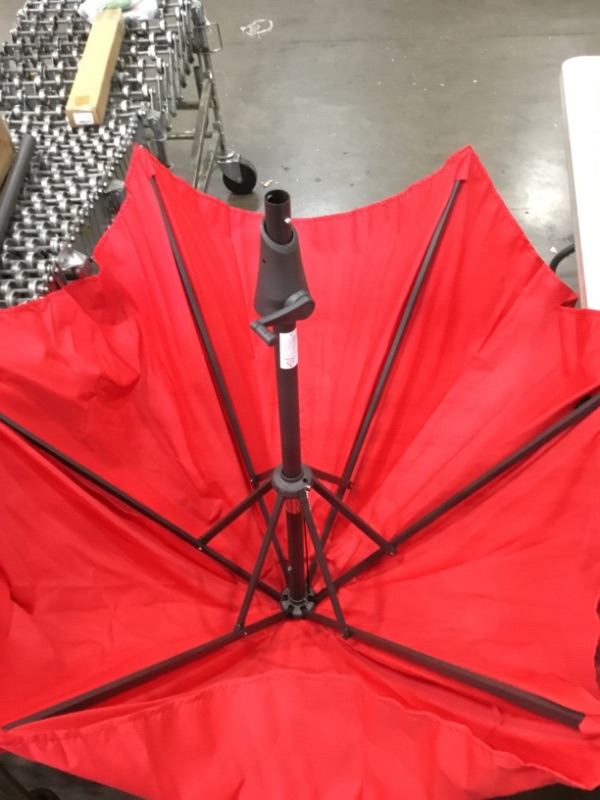 Photo 2 of Abba Patio 9ft Patio Umbrella Outdoor Umbrella Patio Market Table Umbrella with Push Button Tilt and Crank for Garden, Lawn, Deck, Backyard & Pool, Dark Red
