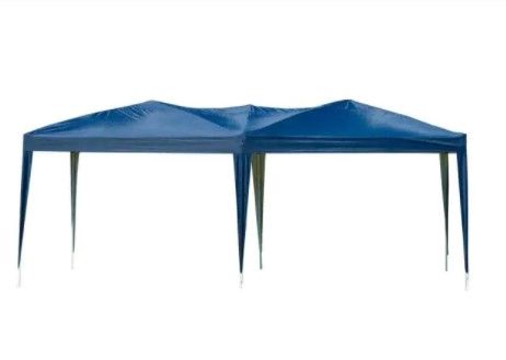 Photo 1 of 10 ft. x 20 ft. Blue Outdoor Gazebo Canopy Tent Pop Up Portable Shade with Carry Bag