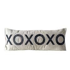 Photo 1 of 36"W x 14"H Cotton Canvas Pillow w/ Applique "XOXOXO"