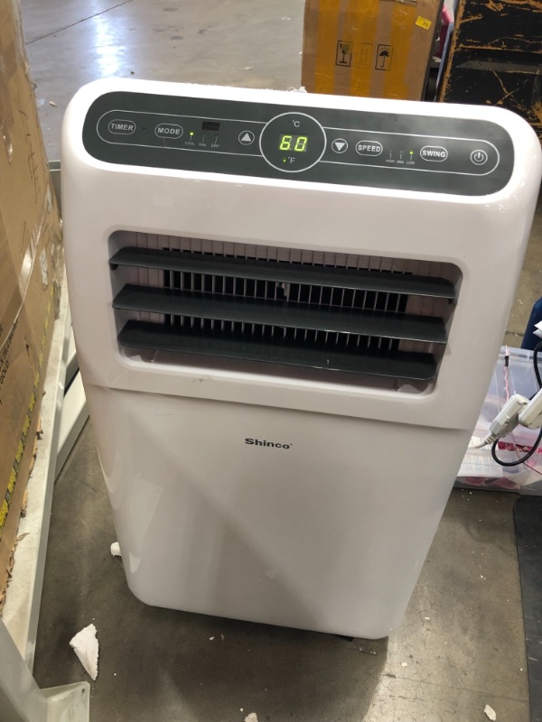 Photo 2 of Shinco 8,000 BTU Portable Air Conditioner with Built-in Dehumidifier Function,Fan Mode, Quiet AC Unit Cools Rooms up to 200 sq.ft, LED Display, Remote Control, Complete Window Mount Exhaust Kit
**NO COOL AIR**