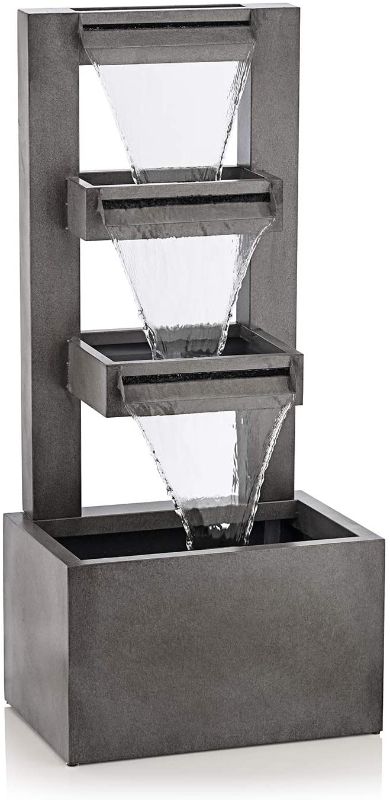 Photo 1 of Alpine Corporation 4-Tier Modern Industrial Metal Waterfall Fountain
**USED**